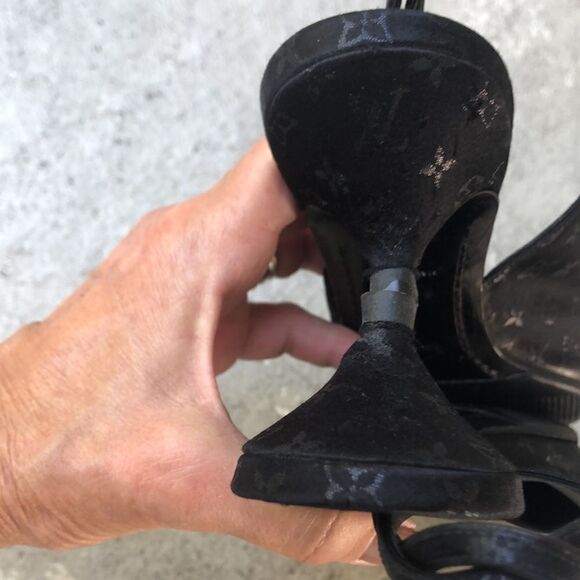 Louis Vuitton satin monogram, braided, sling backs - Picture 6 of 10